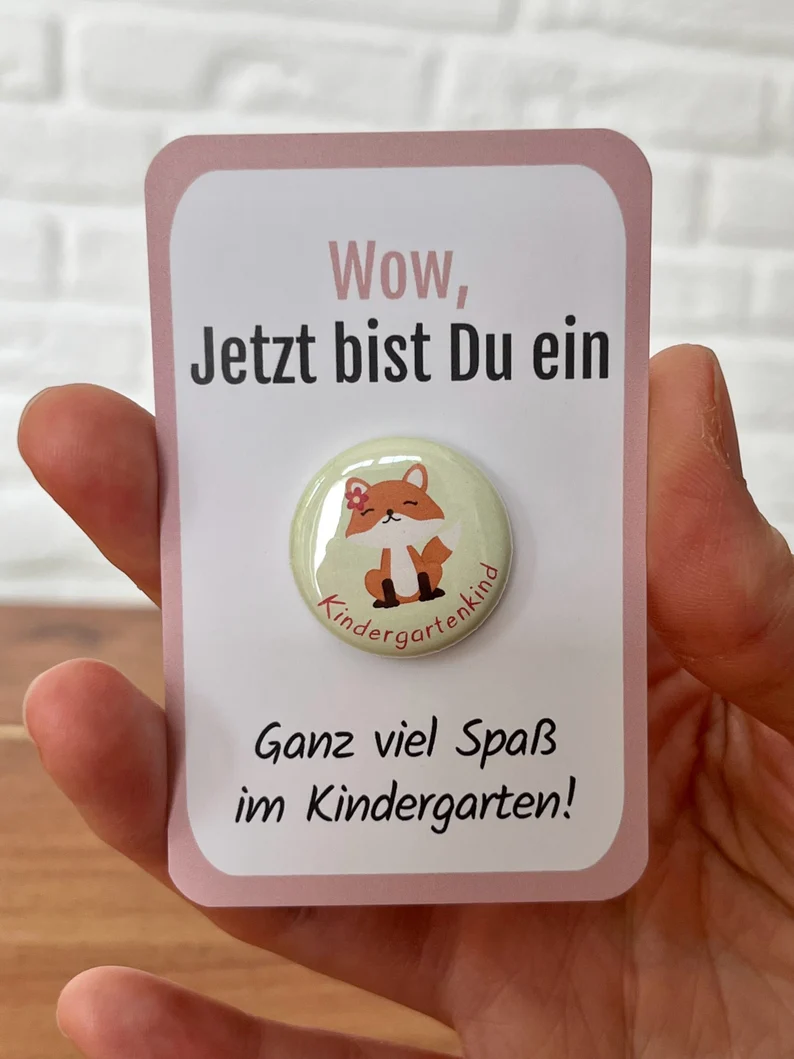 button "Tiger" with sweet card - gift for the perfect start to kindergarten or the acclimatization!