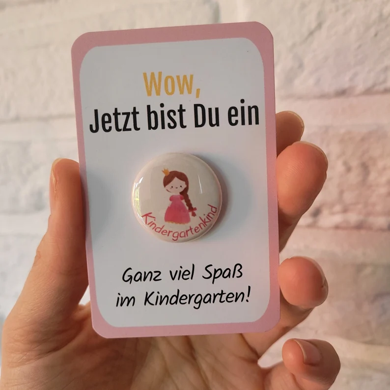 button with sweet card - gift for the perfect start to kindergarten or the acclimatization!