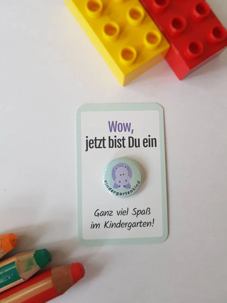 button "Tiger" with sweet card - gift for the perfect start to kindergarten or the acclimatization!