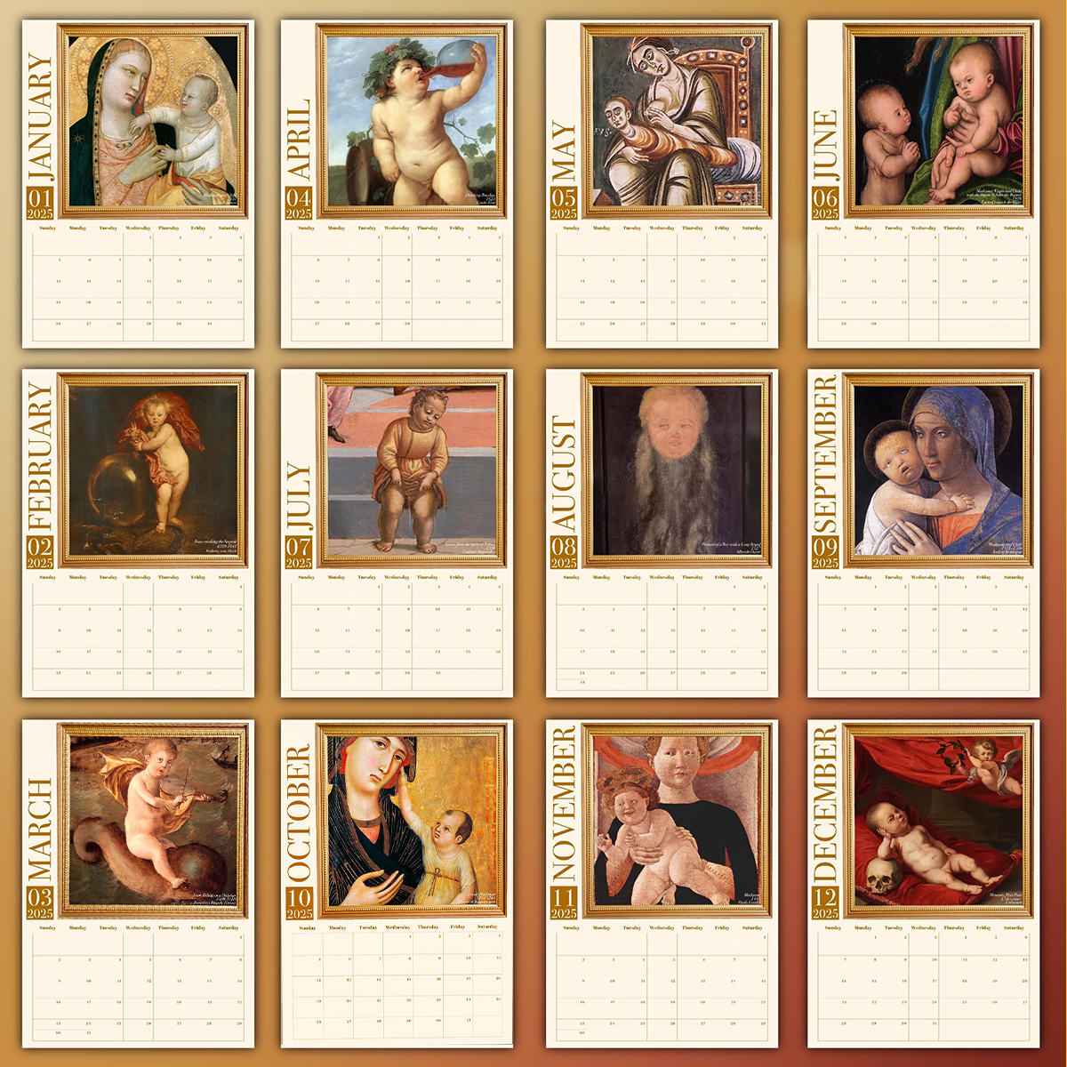 WEIRD RENAISSANCE BABIES CALENDAR 2025