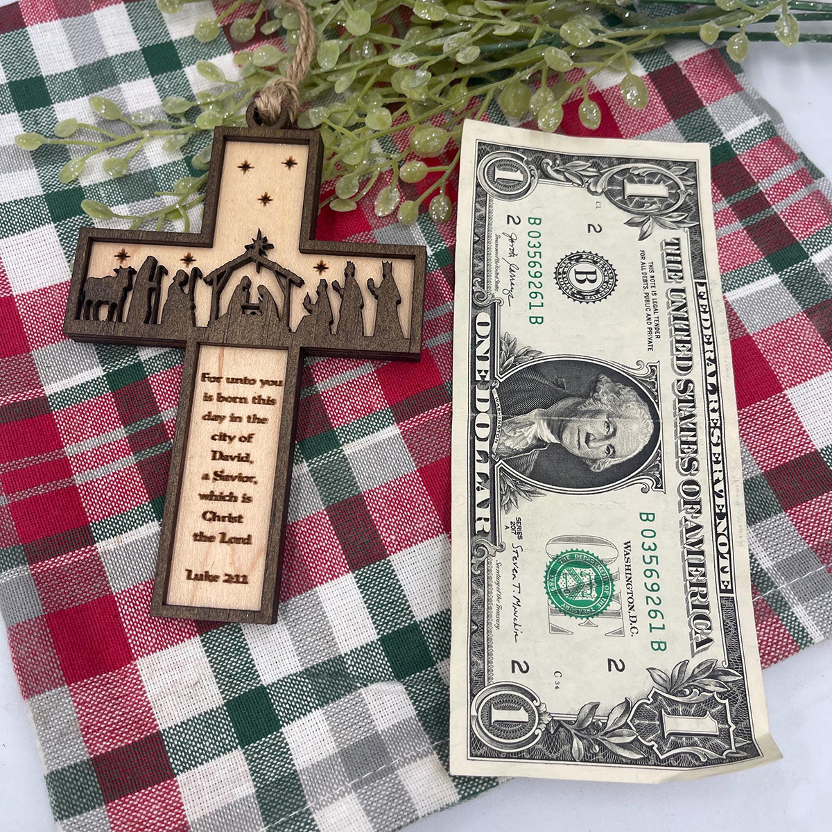 Nativity Cross Scripture Christmas Ornament - Religious Luke 2:11