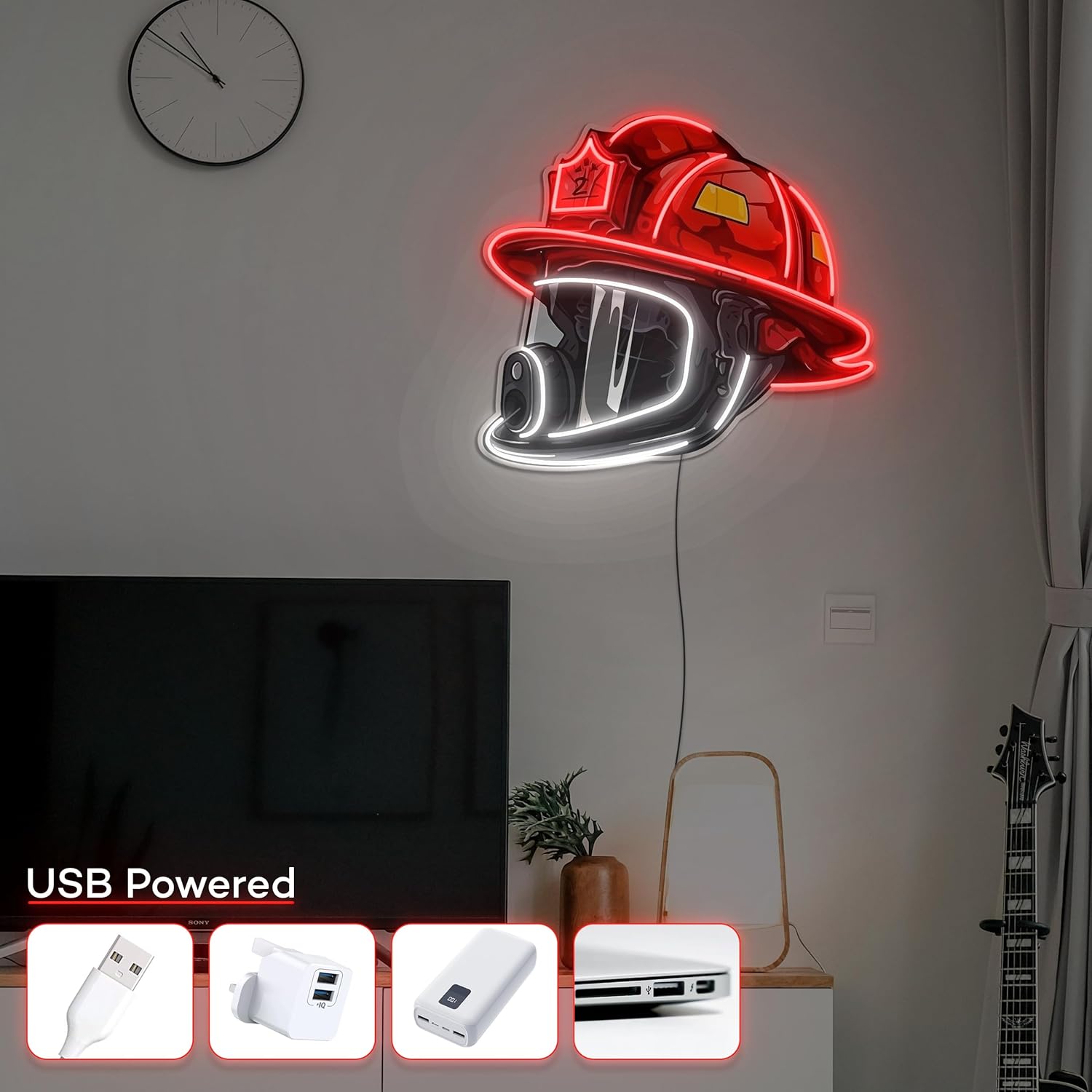 Firefighter Helmet Neon Sign