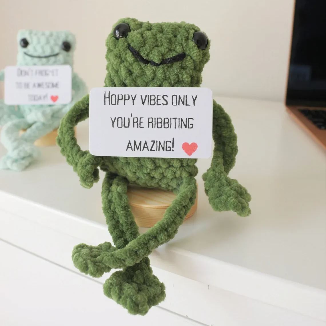 Funny Positive Frogs Mini Crochet Frogs
