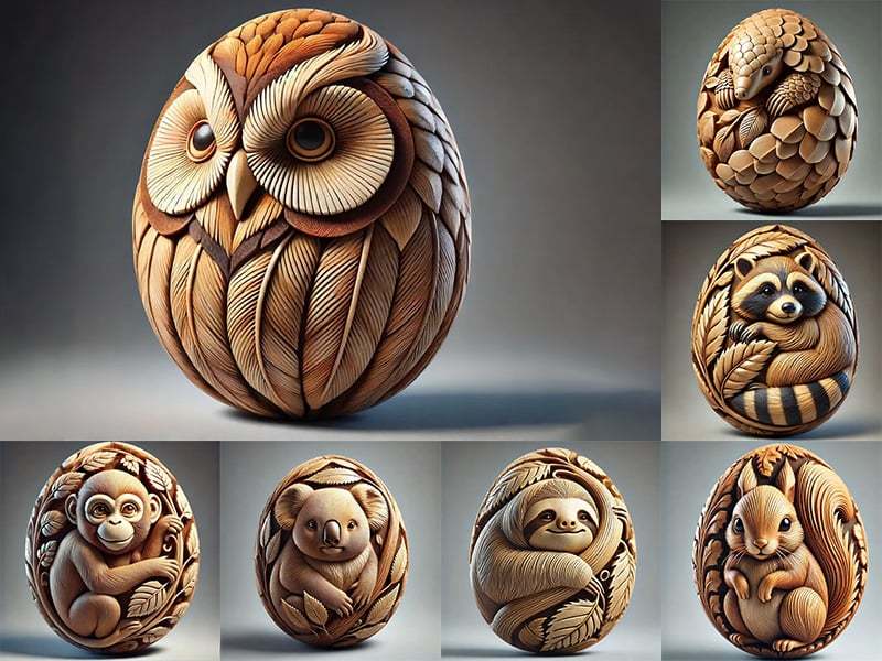 Animal Easter carving craft egg