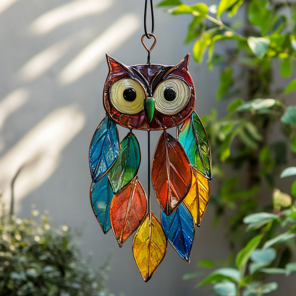 🌈Stained Owl Hangings