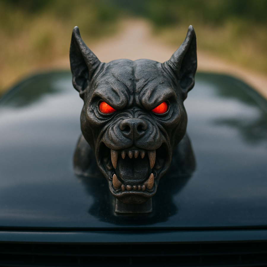 🔥 DEMON DOG HOOD ORNAMENT: Unleash the Beast on Every Road