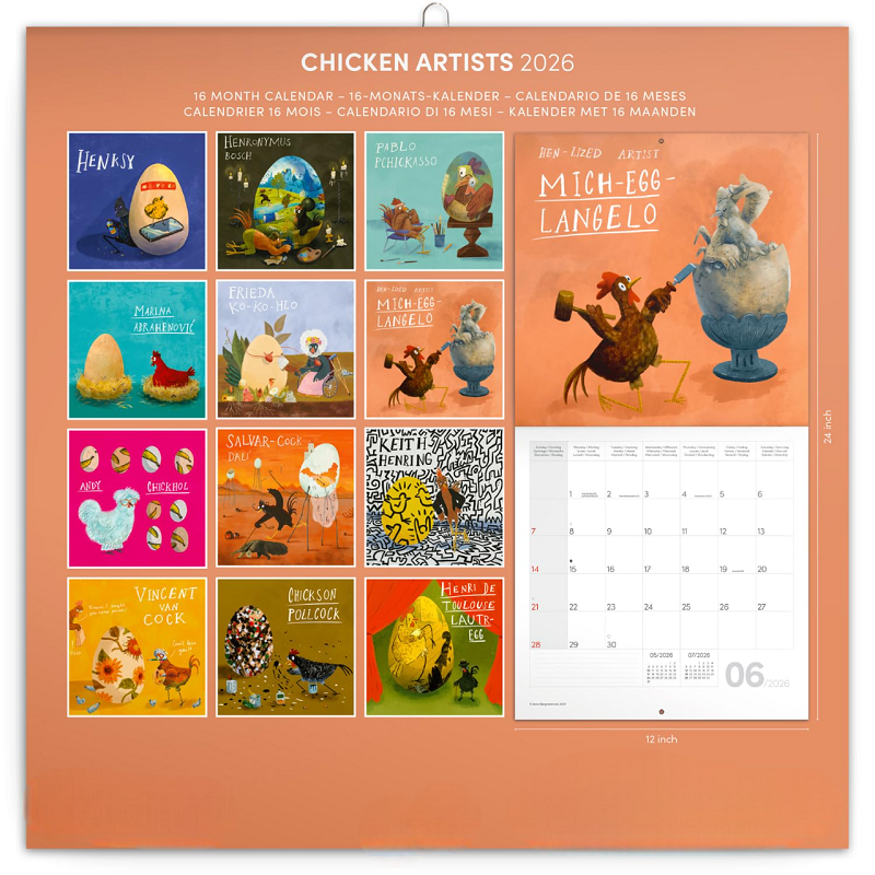 2026 Chicken Artists Wall Calendar