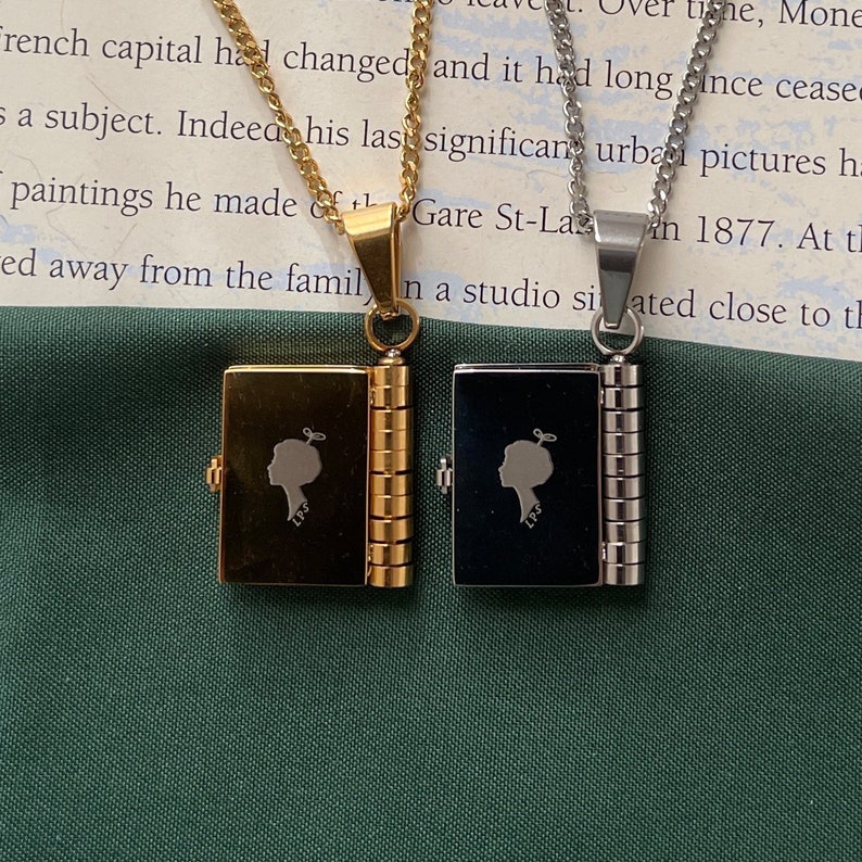 Book Lovers Necklace - Engraved Openable Book Chain Pendant Necklace