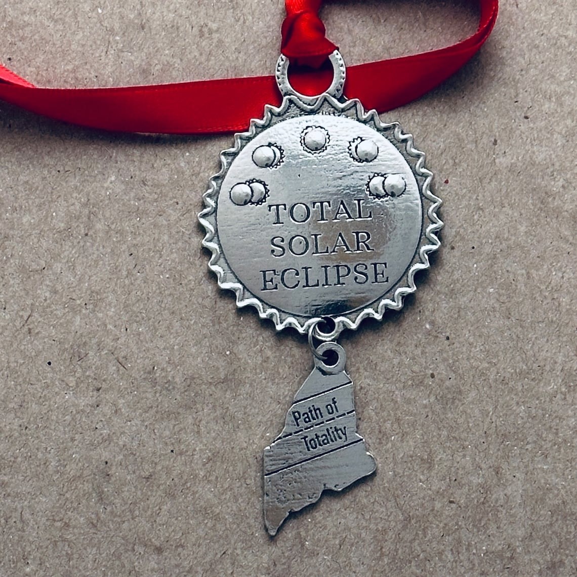 2024 Total Solar Eclipse Pewter Ornament - North American Eclipse Souvenir