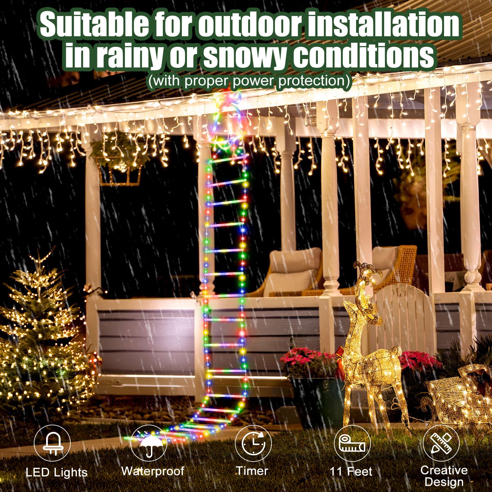 Christmas Decorative Outdoor Ladder Lights