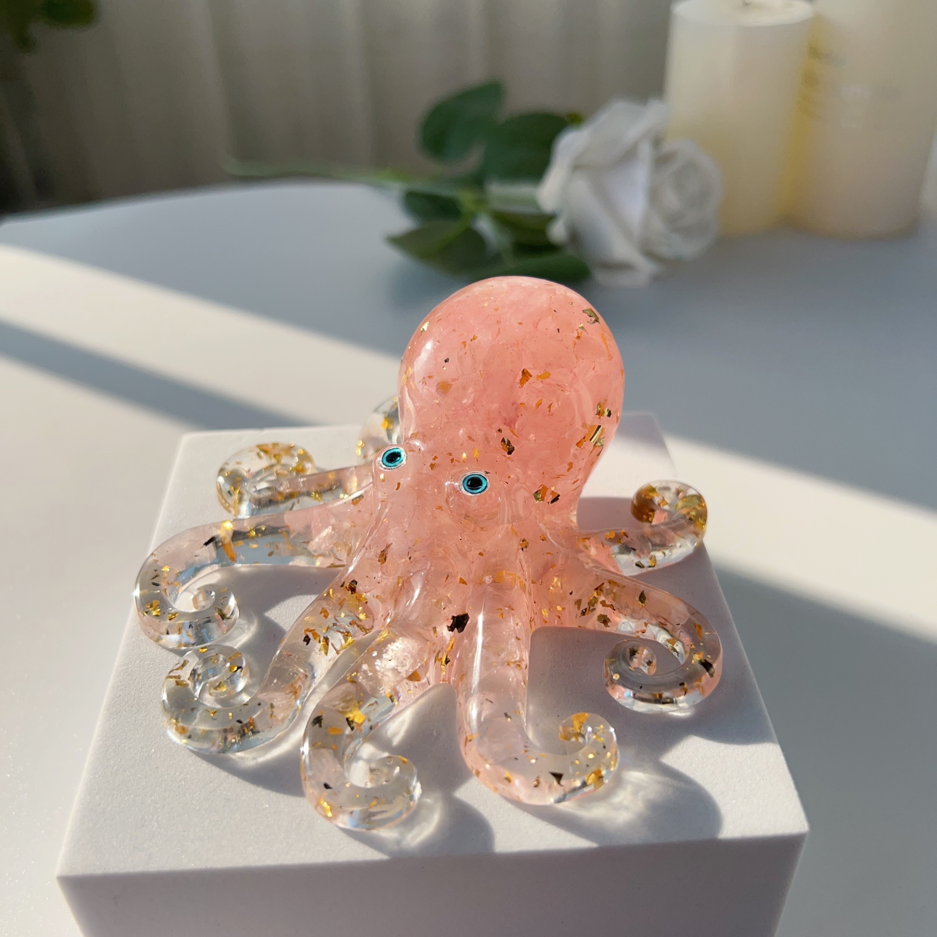 Crystal Cute Octopus Statue Ornament