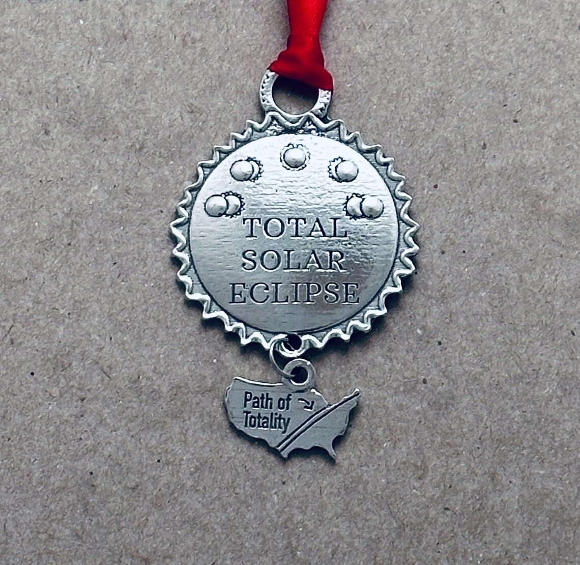 2024 Total Solar Eclipse Pewter Ornament - North American Eclipse Souvenir
