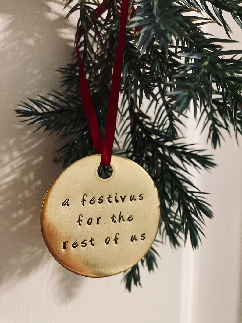 Hand Stamped Funny Christmas Tree Ornament