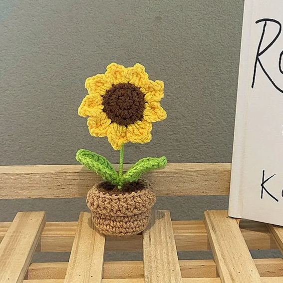 Handmade knitted flowers