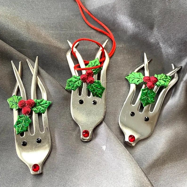Fork Reindeer Ornaments