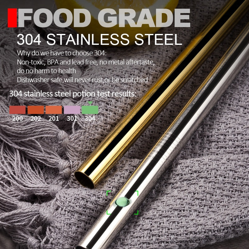 Reusable Metal Drinking Straws Stainless Steel Drinks Metal Straw Set-Grand Kitchen