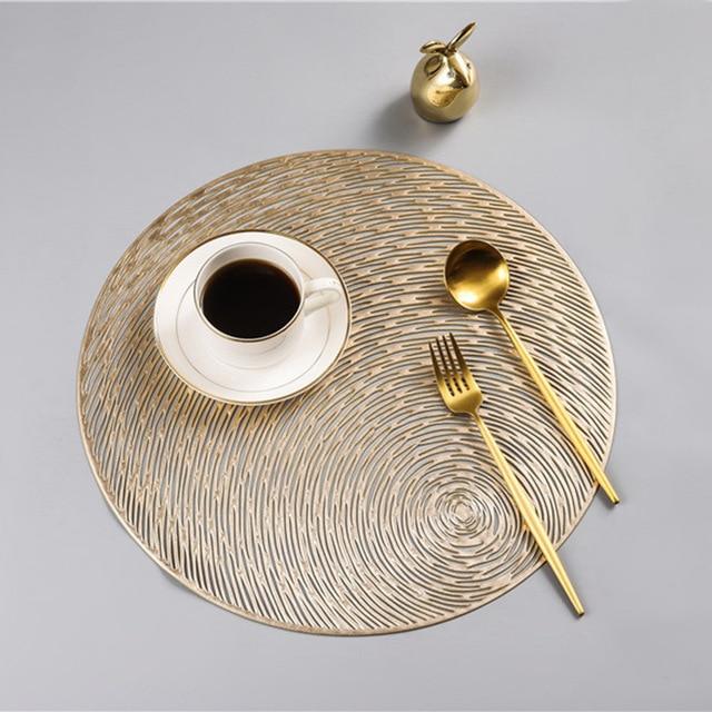 15 Inch PVC Mats Round Placemats for Dining Tables In Gold And Silver-Grand Kitchen