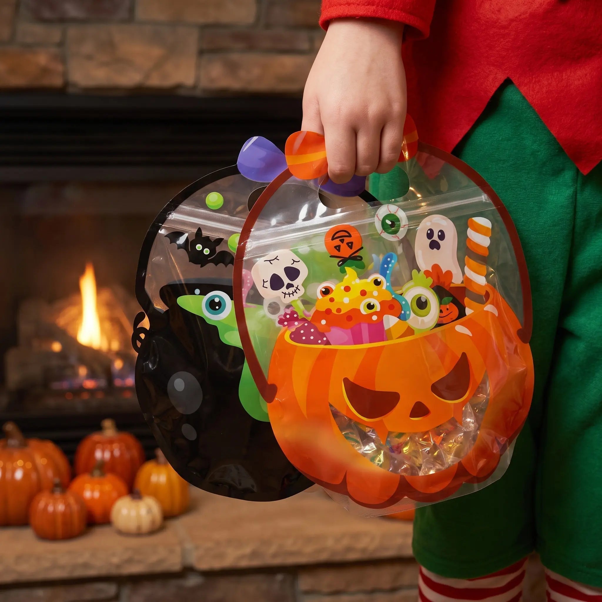 š„Last Day 50% OFF -šHalloween Goodie Bags Plastic Candy Gift Bags with Handle