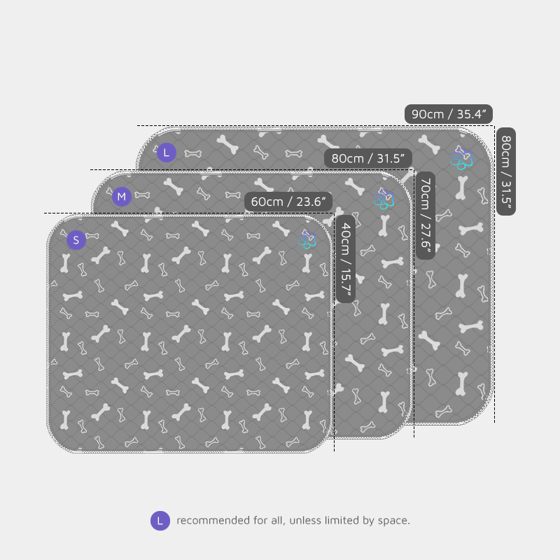 MisterPaws Pee Pad Sizes