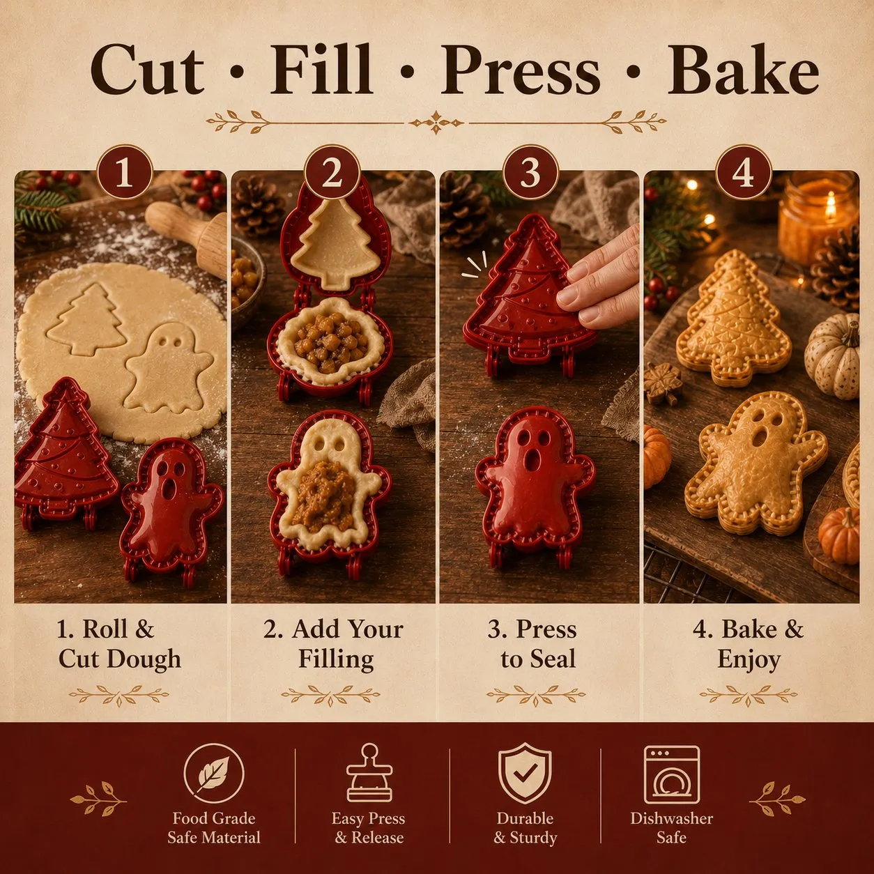 🎃 Halloween Special Offer! 🕷️👻 Halloween Mini Pie Molds – 8 Festive Designs