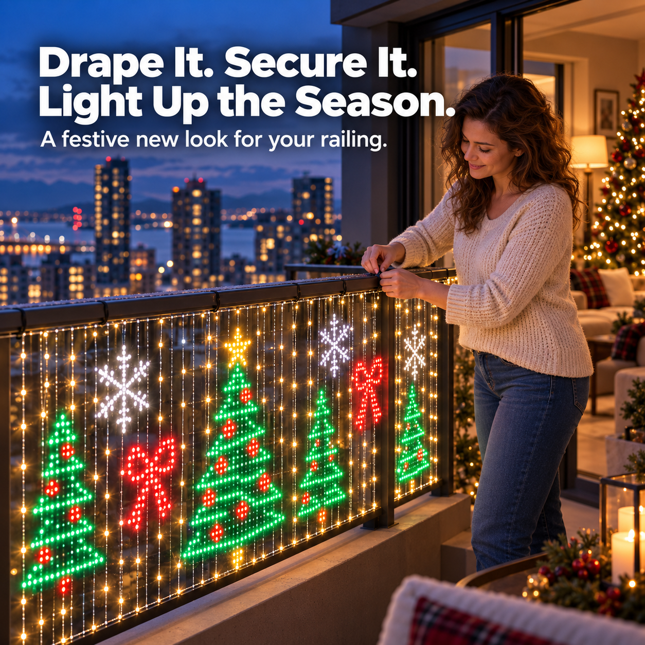 ✨ LAST DAY — 50% OFF!🎄🔥 Turn Your Balcony Into a Christmas Show – Animated LED Pixel Curtain Lights🎅