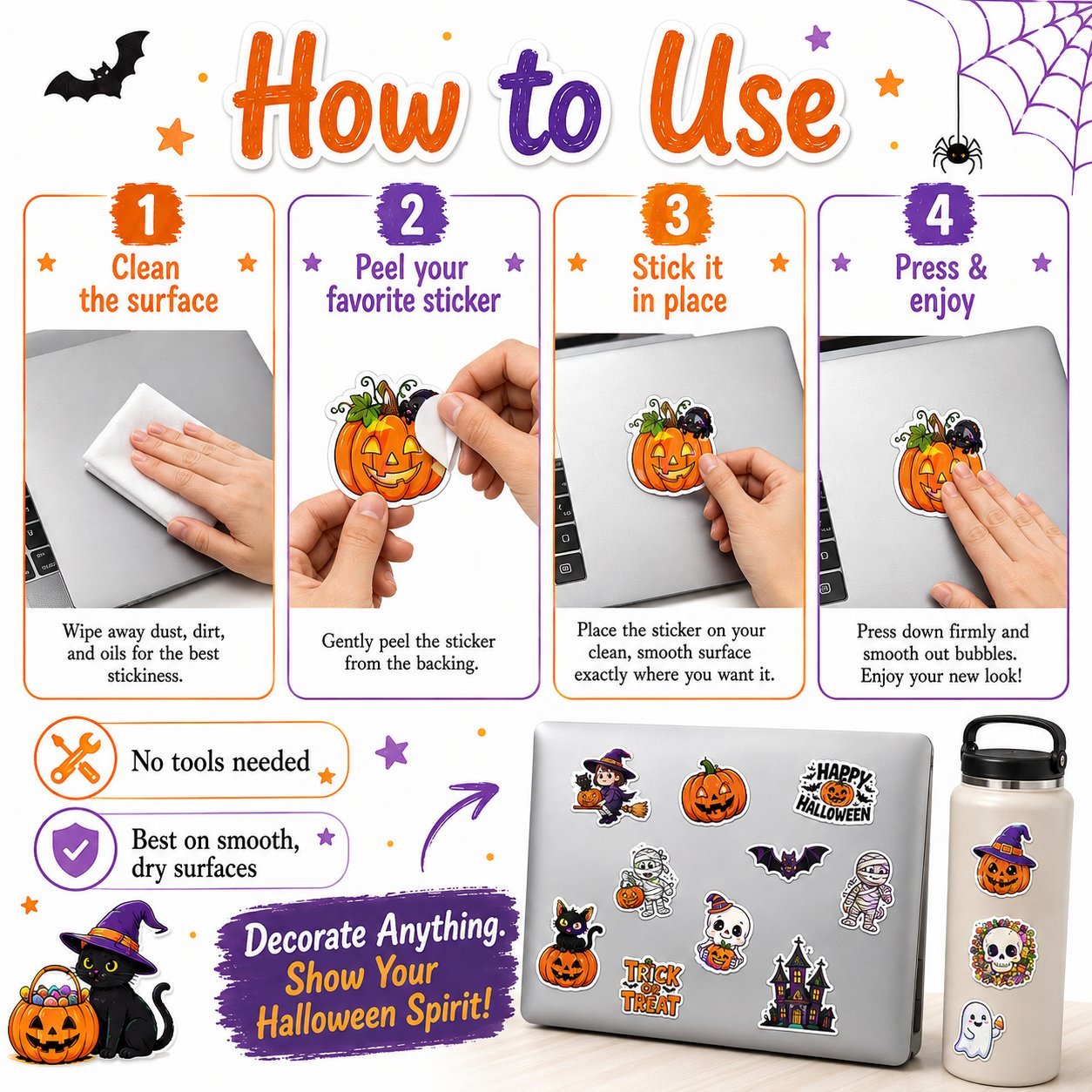 🔥 limited halloween deal — 49% off! 🎃 Holographic Halloween Sticker Pack — Add Spooky Sparkle Everywhere! 👻✨