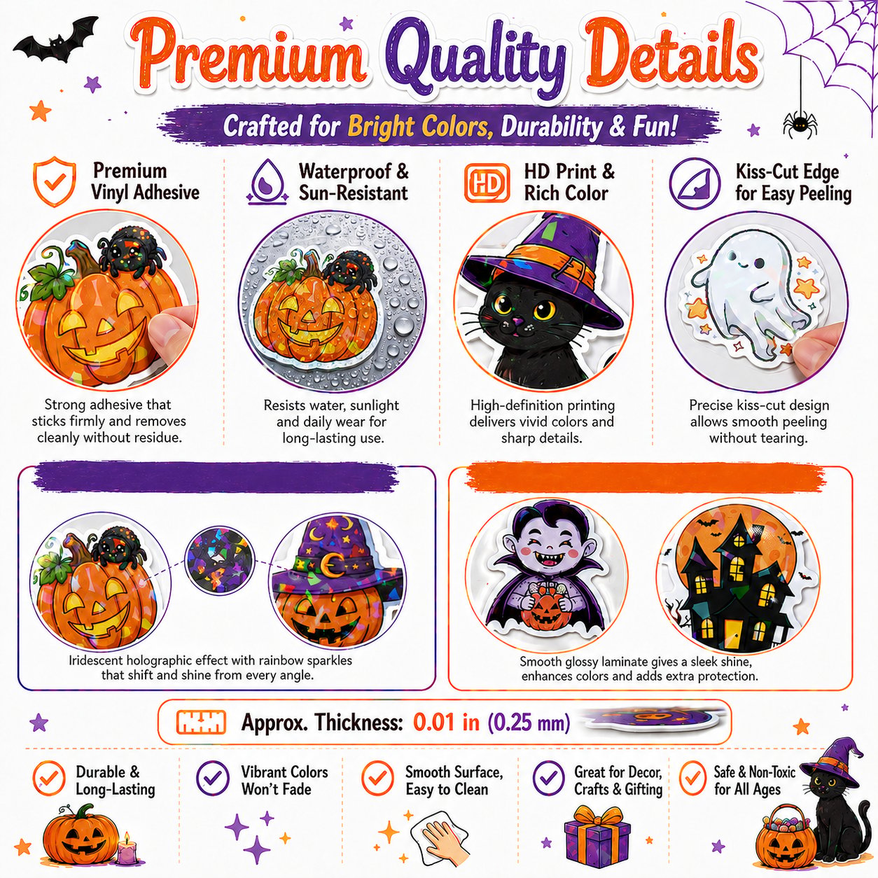 🔥 limited halloween deal — 49% off! 🎃 Holographic Halloween Sticker Pack — Add Spooky Sparkle Everywhere! 👻✨