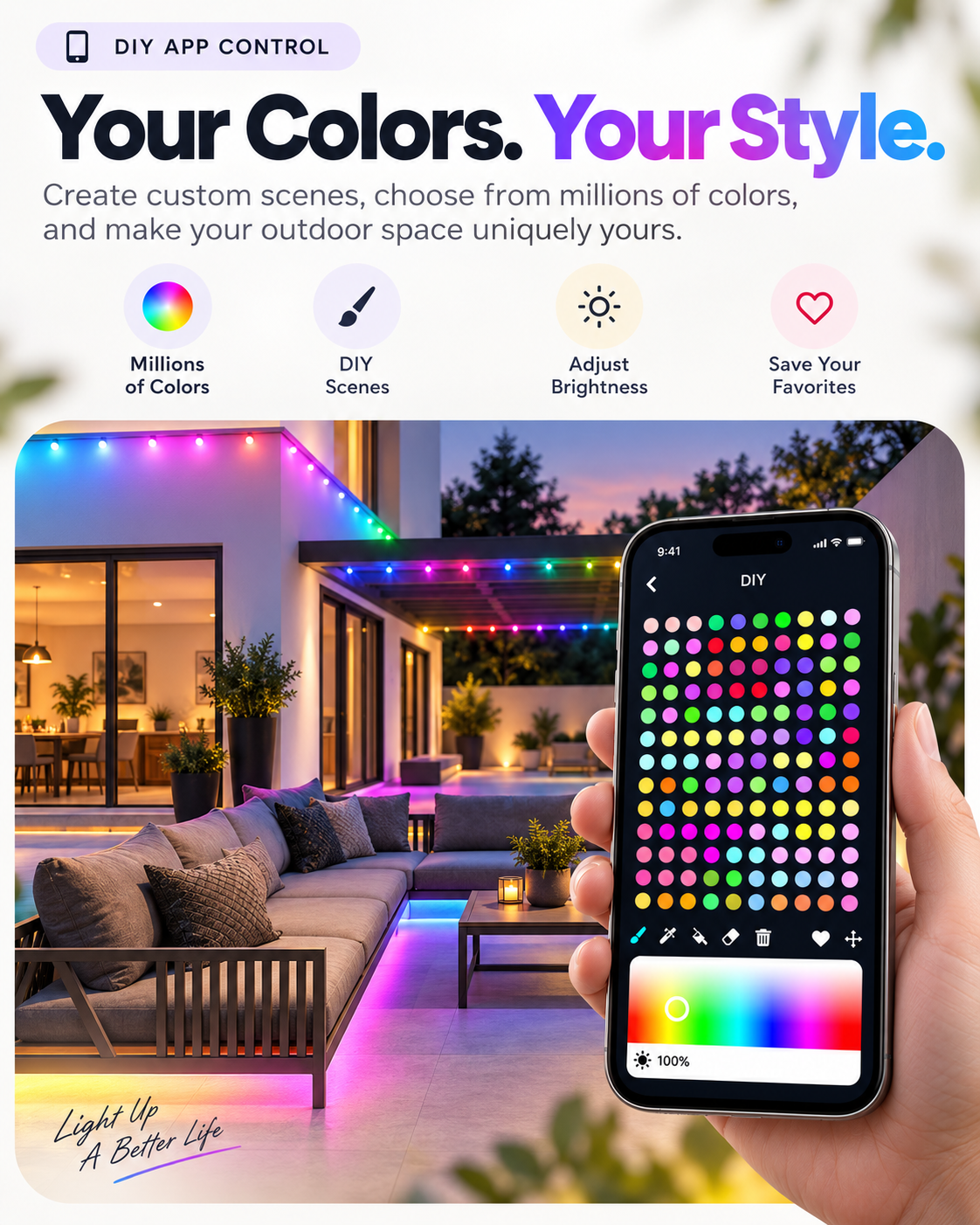 DIY lighting effects for permanent outdoor lights