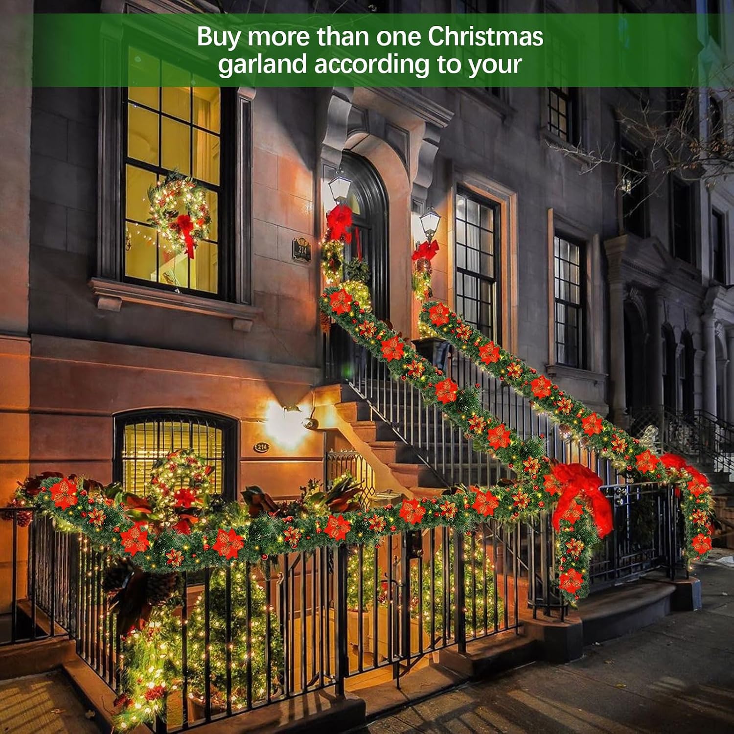🎄 Christmas Early Bird Sale – 50% OFF | Premium Artificial Leather Christmas Tree Garland with Warm LED Lights ✨