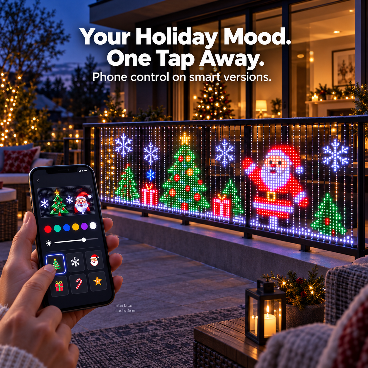 ✨ LAST DAY — 50% OFF!🎄🔥 Turn Your Balcony Into a Christmas Show – Animated LED Pixel Curtain Lights🎅