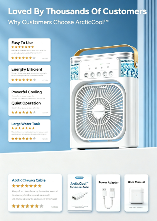 ❄️ ArcticCool™ Portable Air Cooler Fan-Cool Air Anywhere, Anytime   