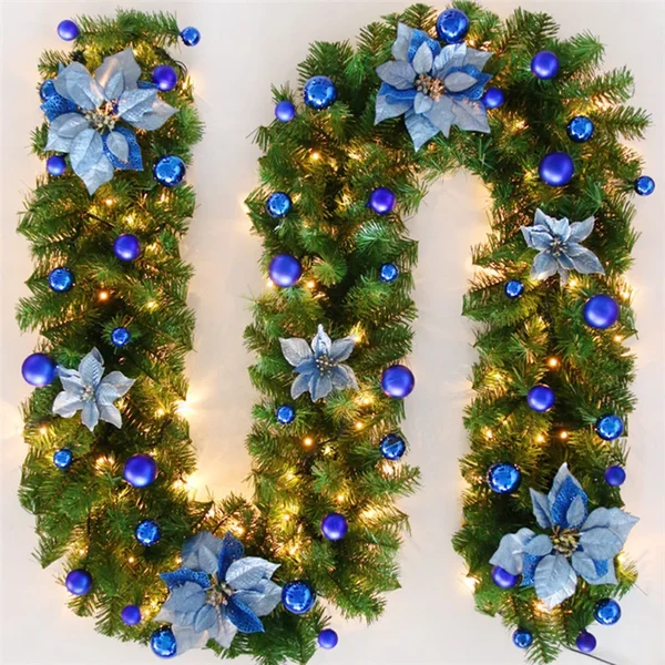🎄 Christmas Early Bird Sale – 50% OFF | Premium Artificial Leather Christmas Tree Garland with Warm LED Lights ✨
