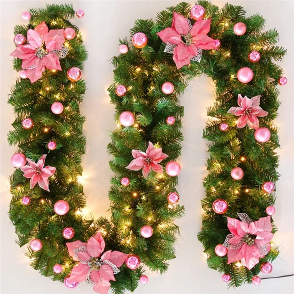 🎄 Christmas Early Bird Sale – 50% OFF | Premium Artificial Leather Christmas Tree Garland with Warm LED Lights ✨