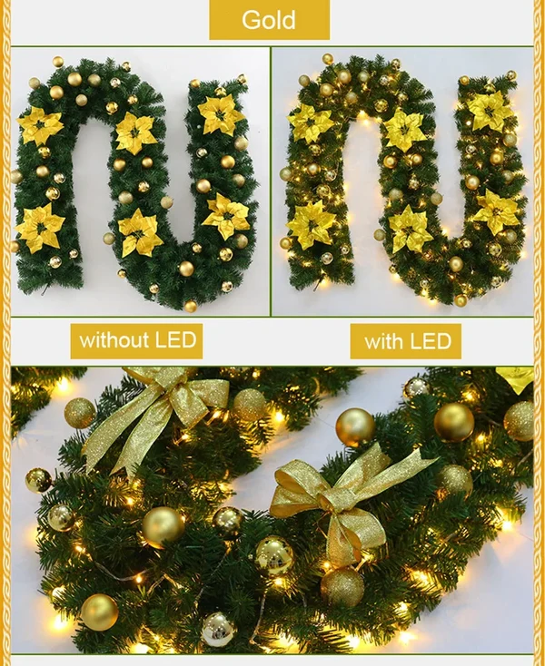 🎄 Christmas Early Bird Sale – 50% OFF | Premium Artificial Leather Christmas Tree Garland with Warm LED Lights ✨