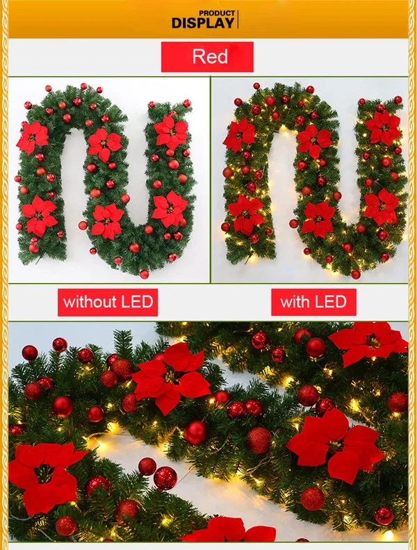 🎄 Christmas Early Bird Sale – 50% OFF | Premium Artificial Leather Christmas Tree Garland with Warm LED Lights ✨