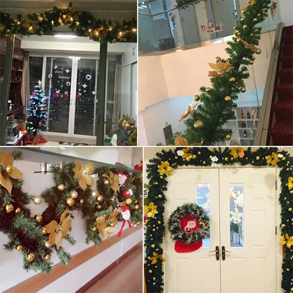 🎄 Christmas Early Bird Sale – 50% OFF | Premium Artificial Leather Christmas Tree Garland with Warm LED Lights ✨