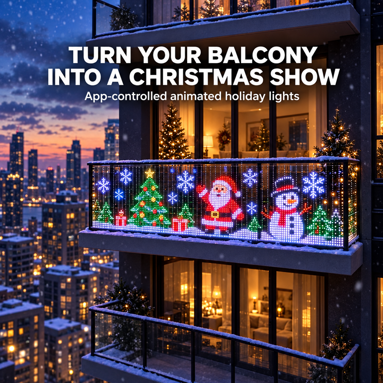 ✨ LAST DAY — 50% OFF!🎄🔥 Turn Your Balcony Into a Christmas Show – Animated LED Pixel Curtain Lights🎅