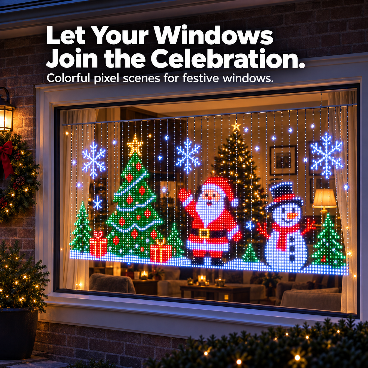 ✨ LAST DAY — 50% OFF!🎄🔥 Turn Your Balcony Into a Christmas Show – Animated LED Pixel Curtain Lights🎅