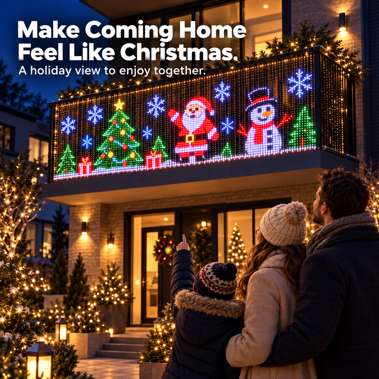 ✨ LAST DAY — 50% OFF!🎄🔥 Turn Your Balcony Into a Christmas Show – Animated LED Pixel Curtain Lights🎅