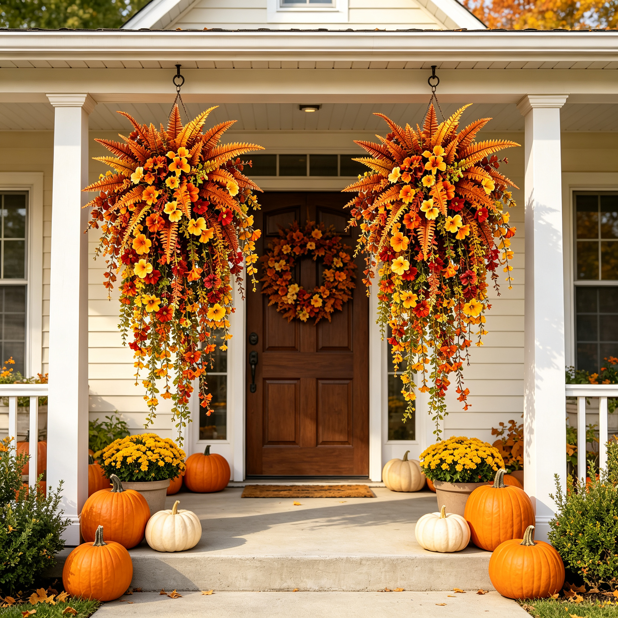 🎉 BUY 1 GET 1 FREE (2 PCS) 🔥🍂 Artificial Fall Harvest Hanging Basket – Autumn Porch & Door Decoration