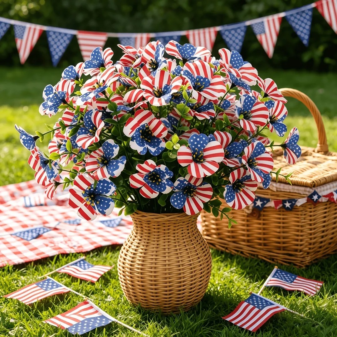 🔥4th of July Hot Sale 60% Off 🔥 Patriotic Red White Blue Artificial Flowers💐
