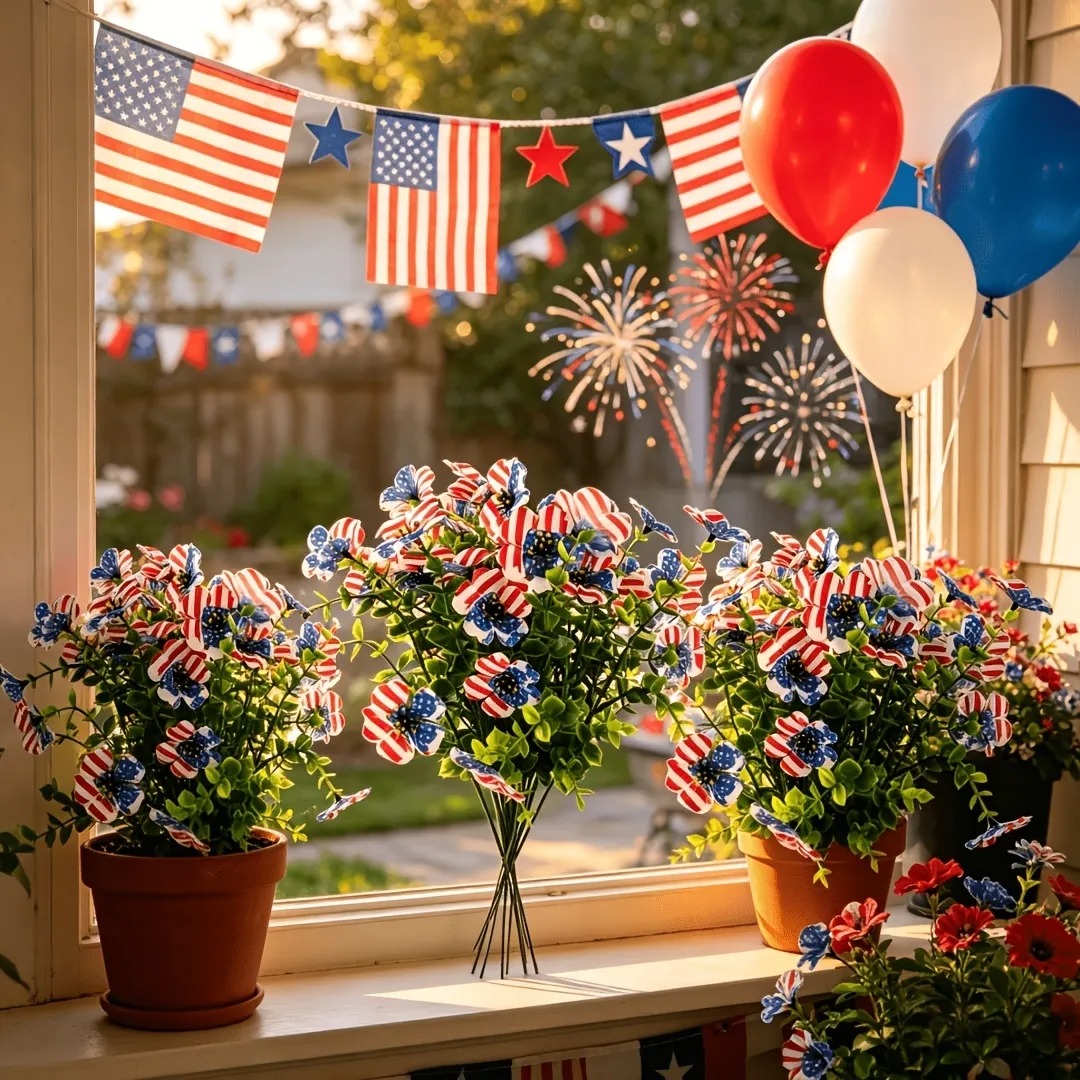 🔥4th of July Hot Sale 60% Off 🔥 Patriotic Red White Blue Artificial Flowers💐