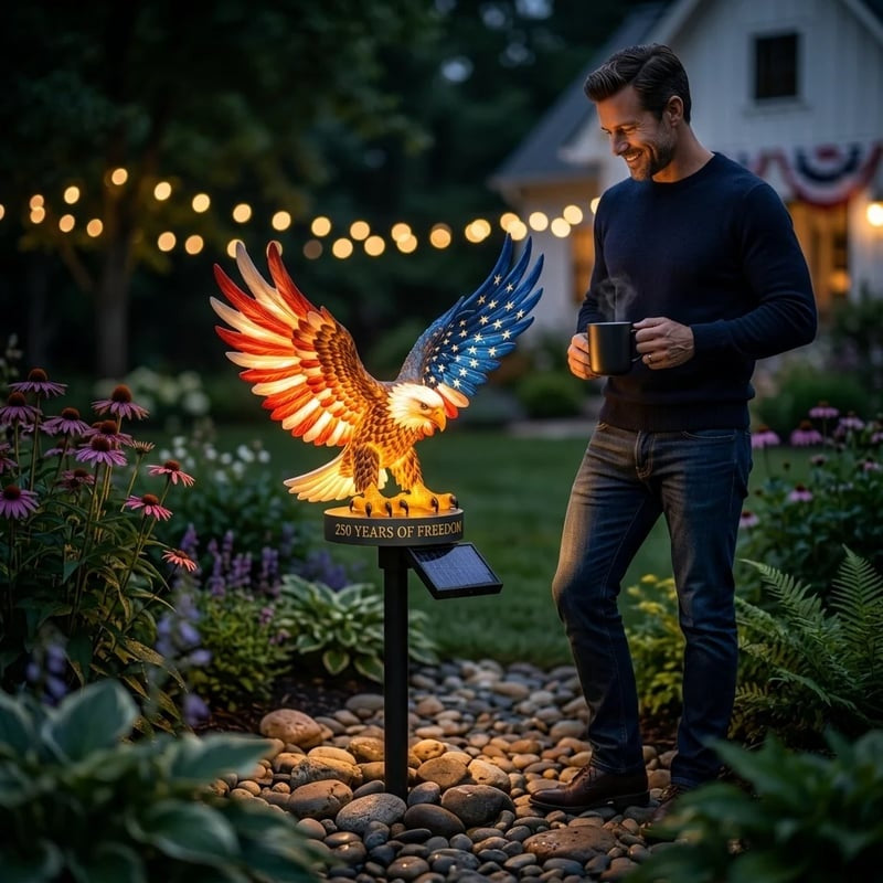 🔥LAST DAY 50% OFF – Solar Eagle Garden Light – A Glowing Tribute to American Freedom