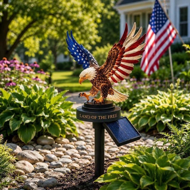🔥LAST DAY 50% OFF – Solar Eagle Garden Light – A Glowing Tribute to American Freedom