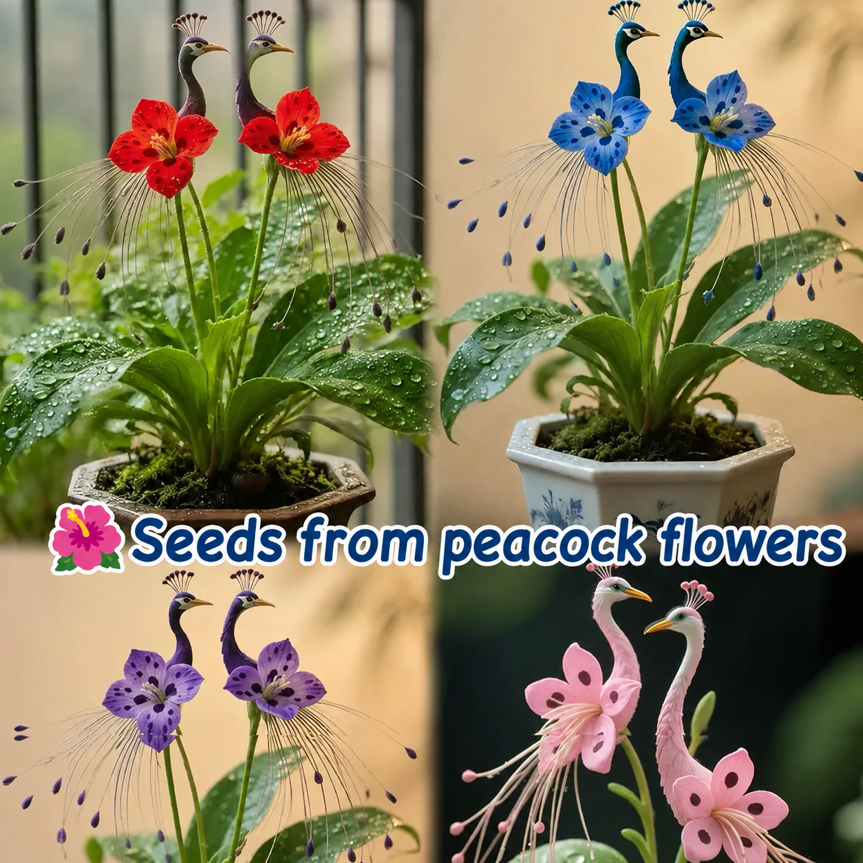 🦚 Create a Colorful Garden Oasis with Peacock Flower Seeds 🌸