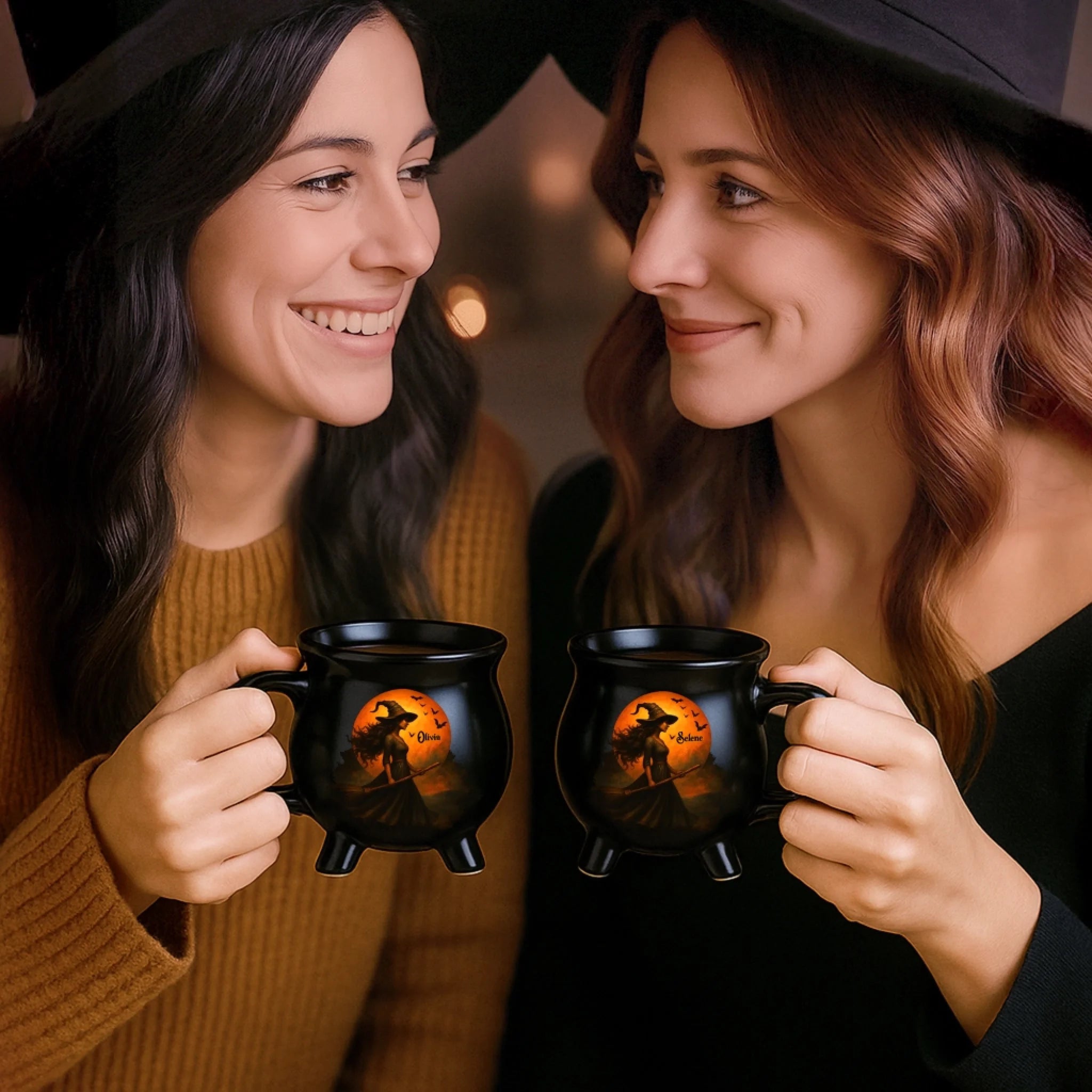Cauldron Coffee Mug - Halloween Witchy Gifts For Besties, Sisters, BFF, Family, Yourself - Witching You A Wicked Brew