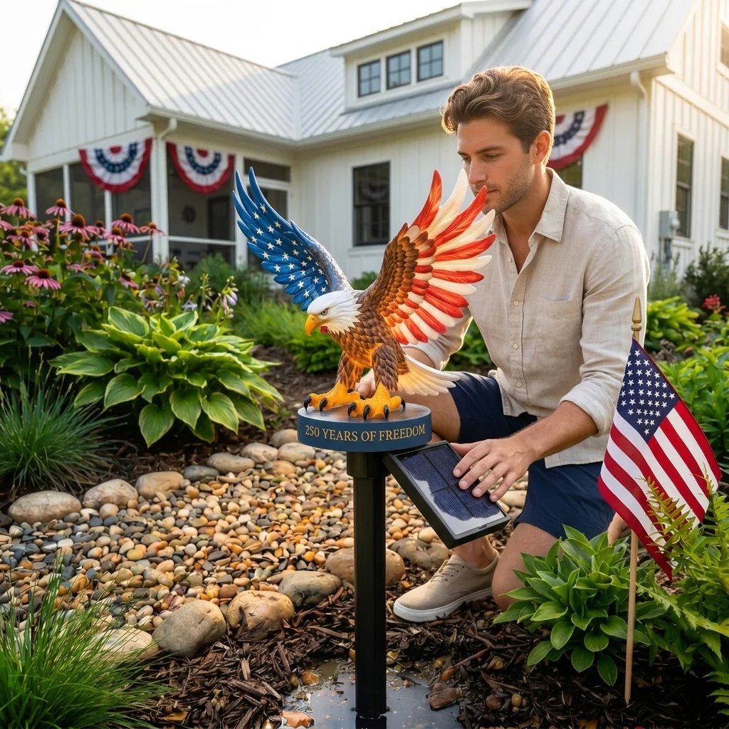 🔥2026 Spring Hot Sale– Solar Eagle Garden Light – A Glowing Tribute to American Freedom