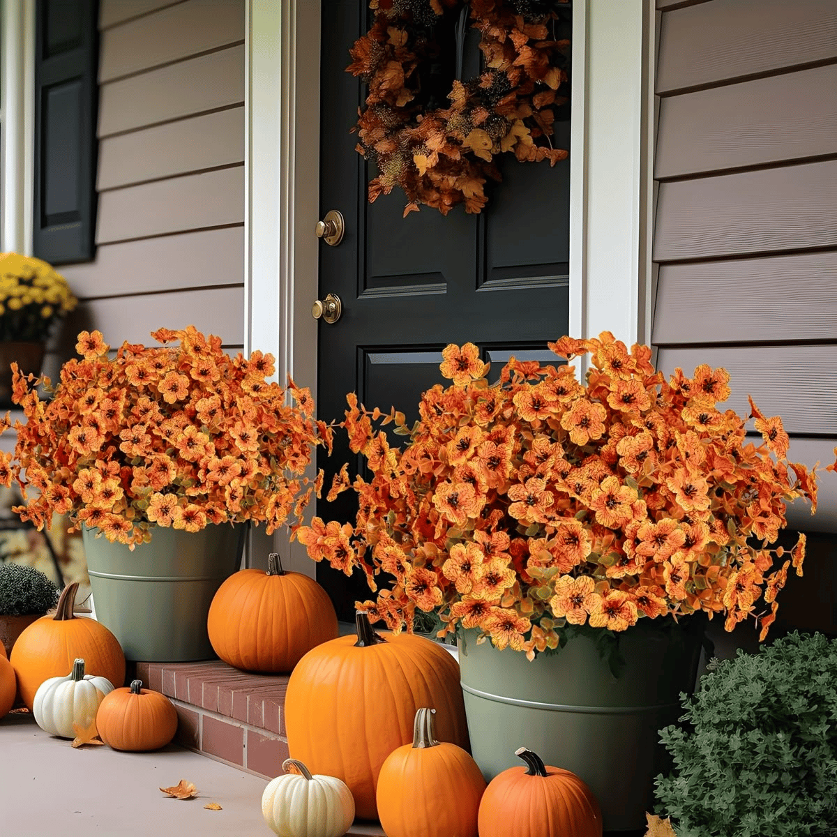 💐Lifelike UV-Resistant Sunset Mums – Waterproof, Windproof & Perfect for Fall Decor 🍂