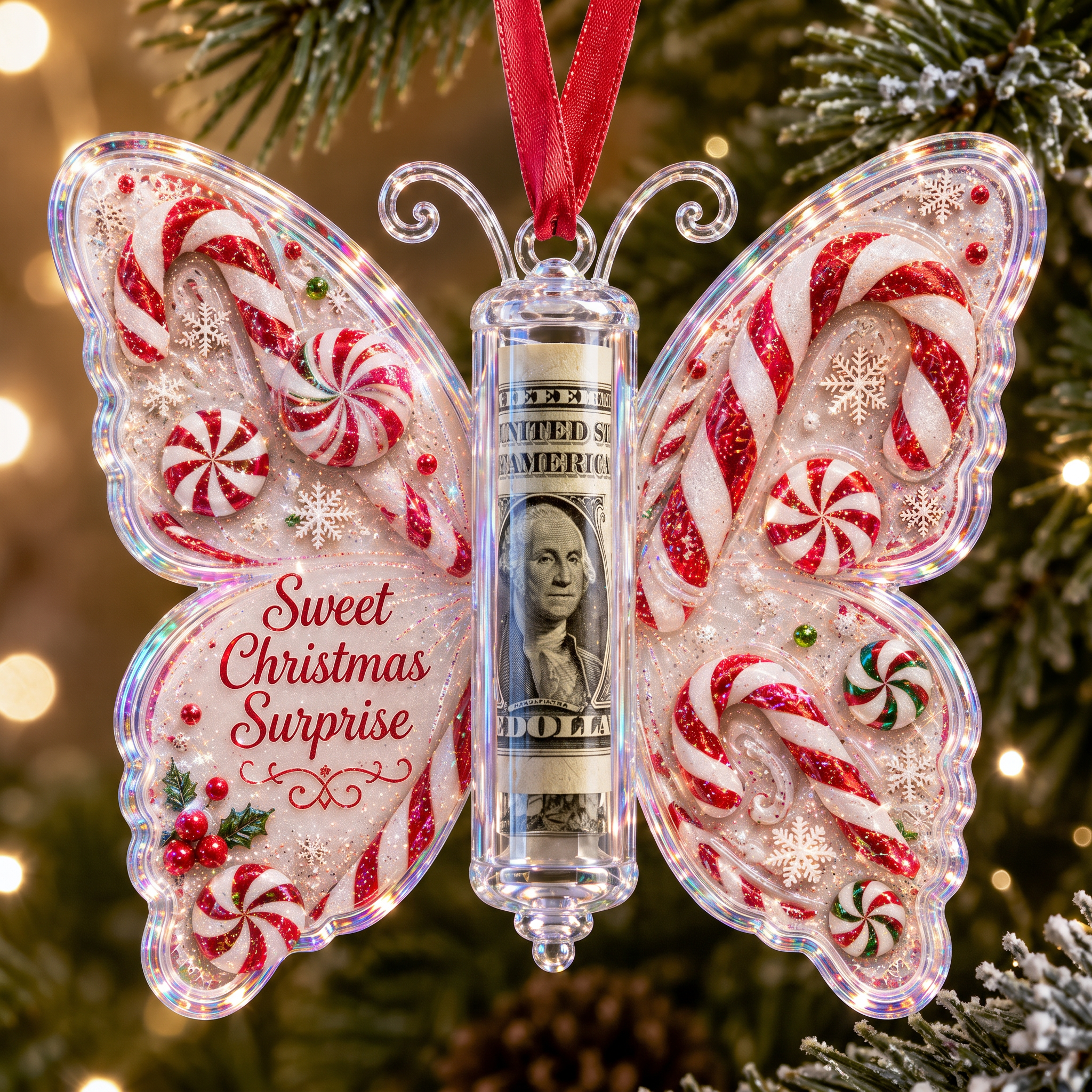 🦋💵 Christmas Cash Gift Butterfly Ornament – Holiday Money Holder Keepsake 🎄✨