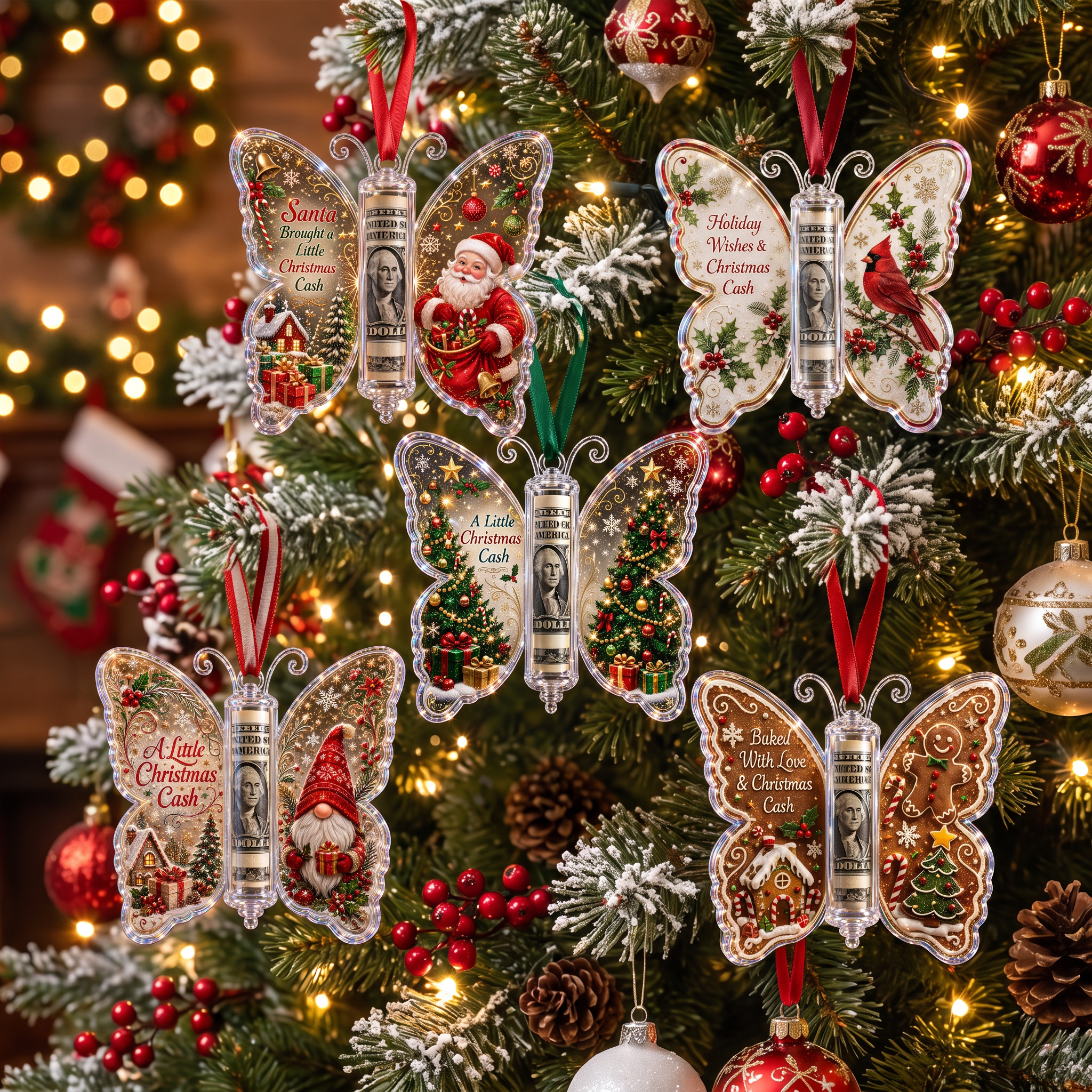 🦋💵 Christmas Cash Gift Butterfly Ornament – Holiday Money Holder Keepsake 🎄✨